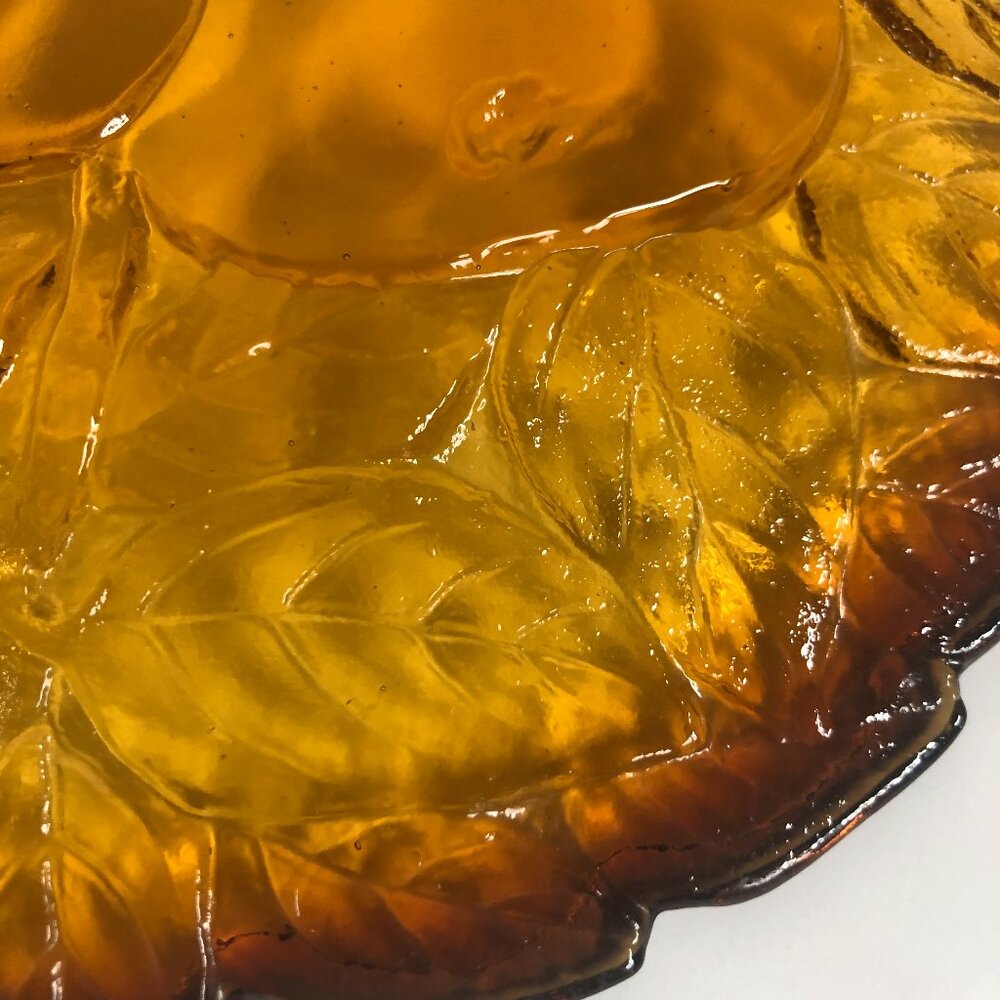 Indiana Glass Amber Pear Dish | Pressed Glass Fruit Pattern | Serving Plate - Picture 5 of 7